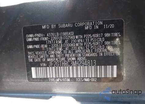 2021 Subaru Crosstrek Sport from USA, damaged, VIN JF2GTHRC3MH294813